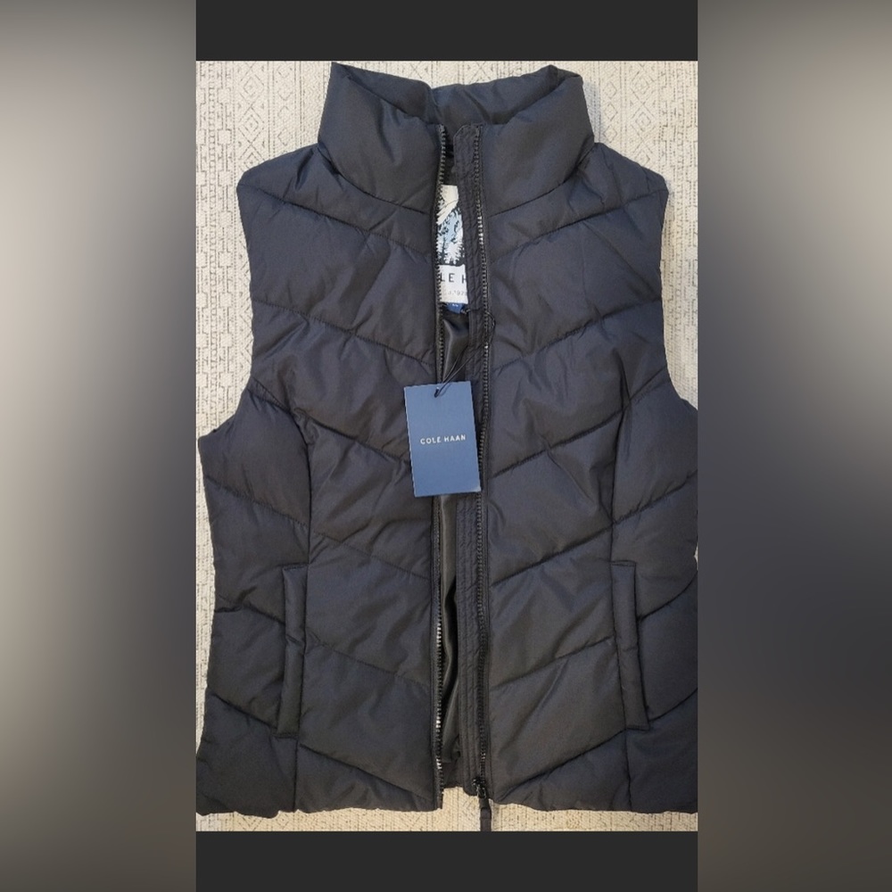 Cole Haan Quilted Puffer Vest Jacket Fall Autumn | Black Women's SZ Medium M NEW